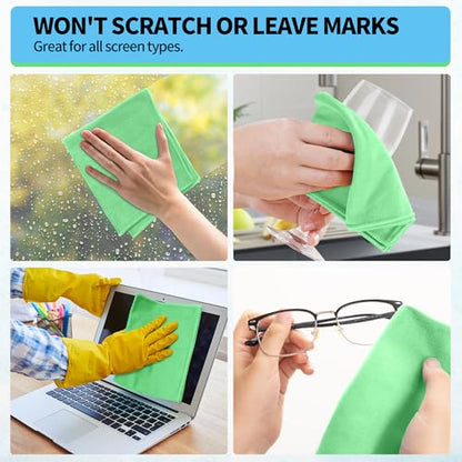 Microfiber Cleaning Cloth, 10 Pack Glasses Cleaning Cloth, 16" ×14" Window Cleaning Rags, Streak Free Lint Free Polishing Cloths Wipes for Eye Glass Stainless Steel Windshield, Sage Green - color: Sage Green, size: 16" x 14"