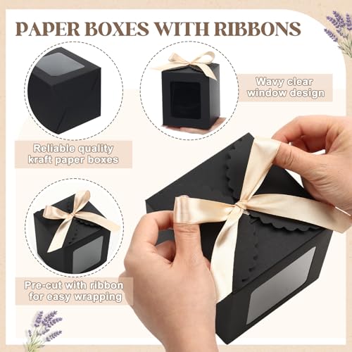 Kolldenn 24 Pcs Mug Gifts Boxes with Ribbon, 11oz, 12oz, 15oz, Black - color: Black