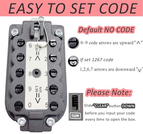 Key Lock Box for Outside Wall Mount, Waterproof Spare Key Storage Box, 10-digits Combination Lockbox Push Button Key Keeper Box for Home Indoor & Outdoor Realtors Landlord Property Management