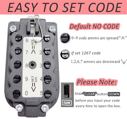 Key Lock Box for Outside Wall Mount, Waterproof Spare Key Storage Box, 10-digits Combination Lockbox Push Button Key Keeper Box for Home Indoor & Outdoor Realtors Landlord Property Management