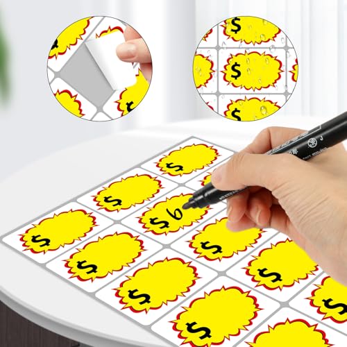 360Pcs Yard Sale Price Stickers - Multi-Use Garage Stickers With Space to Write Pricing - Removable Adhesive for Flea Markets, Retail, Estate Sales, Rummage - color: Yellow