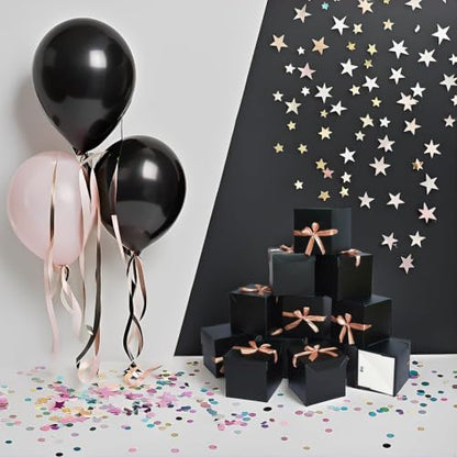 Gift Box with Lid for present,12pcs,Collapsible, 6"×6"×6" - color: White & Black, size: 6 x 6 x 6 Inch