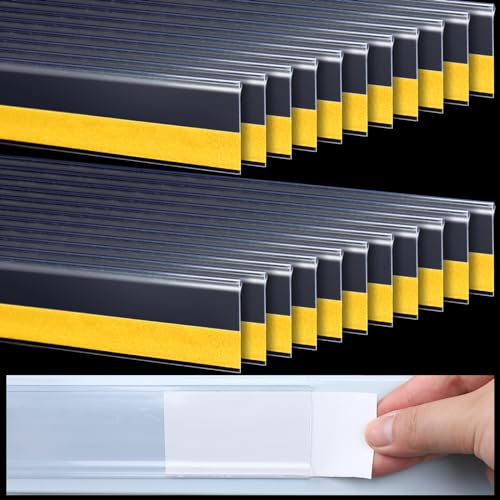 Fainne 25 Pcs Shelf Label Strips Adhesive Shelf, 1.25" H X 48" L, White - color: White, size: 1.25"H X 48"L
