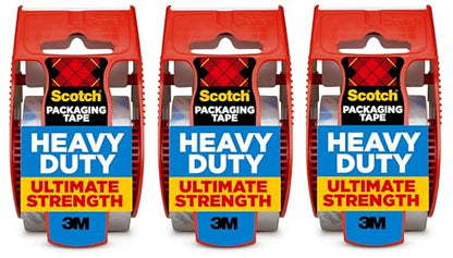 Scotch Heavy Duty Shipping Packaging Tape, 2 x 800 - Clear (3 Tapes) (1, Clear) - size: 3 Count (Pack of 1)