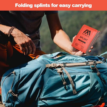 First Aid Splint Kit – 4 Reusable Malleable Splints (36"/18"/9"/4") + 2 Medical Tapes + Storage Pouch, Emergency Fracture Stabilization for Camping Hiking, Arm Leg Wrist Ankle Finger, EMT - style: 4 splint kit