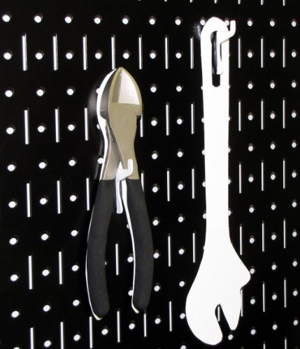 Wall Control Narrow Pegboard Rack 8in x 32in Black Metal Pegboard Runner Tool Board - color: Black