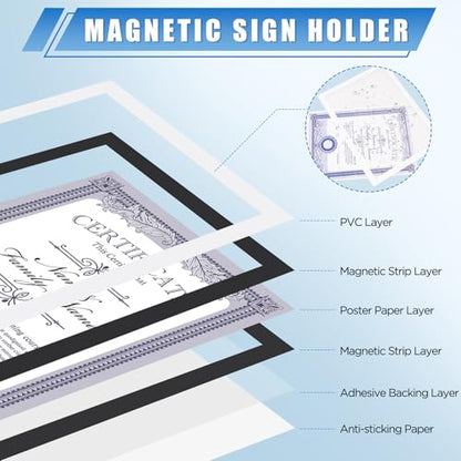 20 Pack Magnetic Sign Holder 8 * 11.5 inches with Magnetic Border - color: 20 Pack White, size: 8 x 11.5