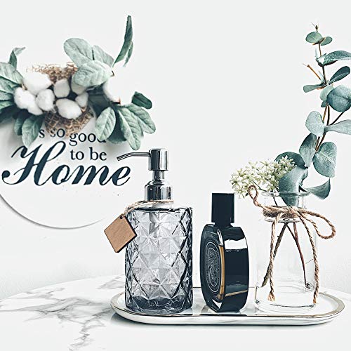 JASAI 12Oz Diamond Grey Glass Soap Dispenser with 304 Rust Proof Soap Pump - color: Gray