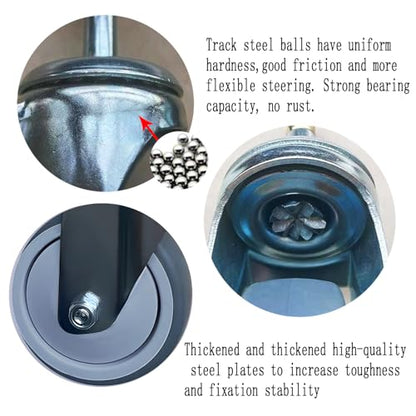 3 Inch Caster Wheels, 7/16 Inch x 1-3/8 Inch Stem Casters Set of 4, Heavy Duty Swivel Wheel No Brake, Thermoplastic Rubber, for Workbench Trolley, Furniture Dolly - style: 3 Inch without Brake