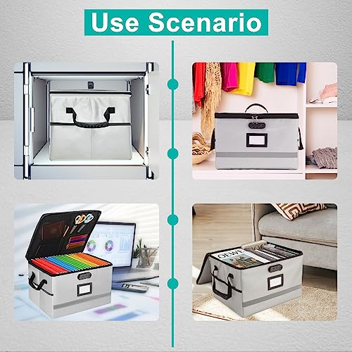 EXLIFBAG Fireproof File Organizer with Lock, 1 Layer - color: Grey, size: 1 Layer
