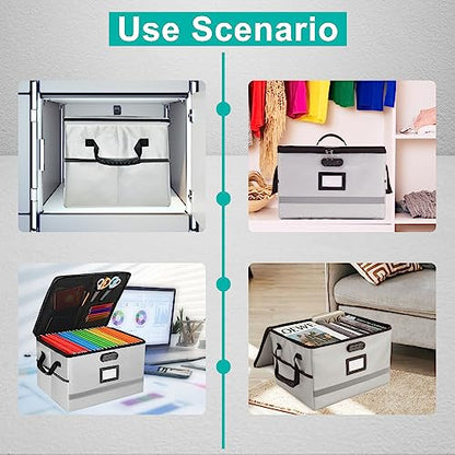 EXLIFBAG Fireproof File Organizer with Lock, 1 Layer - color: Grey, size: 1 Layer