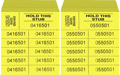 Auction Tickets - 1000 Sheets - 10 Numbers per Sheet (Yellow) - color: Yellow