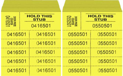 Auction Tickets - 1000 Sheets - 10 Numbers per Sheet (Yellow) - color: Yellow