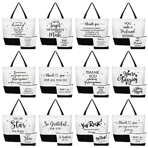 24 Pcs Tote Bags Bulk Appreciation Gifts, Thank You, Black - color: Black, style: Thank You