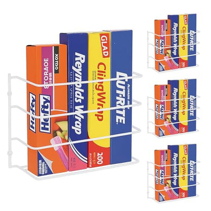 Evelots Kitchen Wrap & Food Bag Organizer Wall/Cabinet Mount, 4-Pack, White - color: White, size: 4 Pack