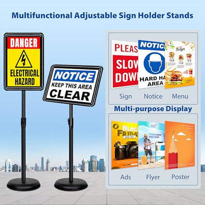 4Pack 11x17 Sign Stand - Adjustable Floor Standing Sign Holder - color: Black, size: 11 x 17 inches(4 Pack）