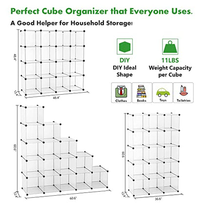 C&AHOME 16 Cube Storage Organizer Cube Shelves Units Storage Cubes, White - color: Transparent White