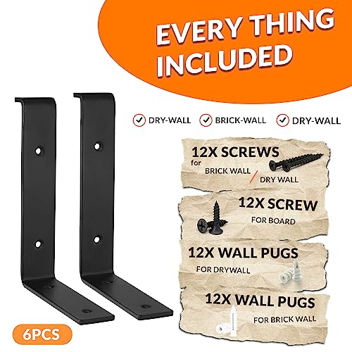 BATODA 8" Z Shelf Brackets with Lip for 7.25" Boards, Heavy Duty, Pack of 6 - size: 7.25 Inch