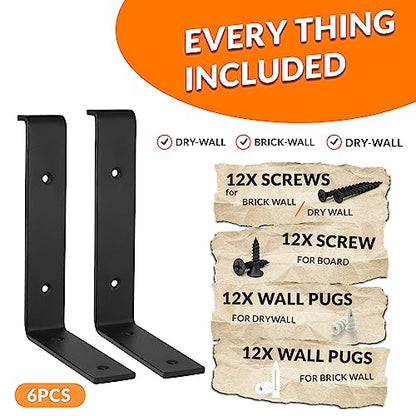 BATODA 8" Z Shelf Brackets with Lip for 7.25" Boards, Heavy Duty, Pack of 6 - size: 7.25 Inch