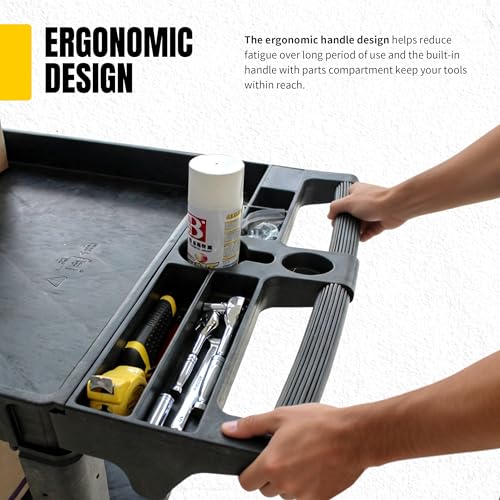 MaxWorks 2‑Tier Heavy‑Duty Utility Service Cart 500 lb Capacity 46" x 25.5" x 33.5" with 5" Swivel Casters and Polypropylene Shelves for Garage Workshop Warehouse Office (80858) - size: 46 inch x 25.5 inch x 33.5 inch