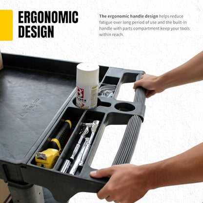 MaxWorks 2‑Tier Heavy‑Duty Utility Service Cart 500 lb Capacity 46" x 25.5" x 33.5" with 5" Swivel Casters and Polypropylene Shelves for Garage Workshop Warehouse Office (80858) - size: 46 inch x 25.5 inch x 33.5 inch