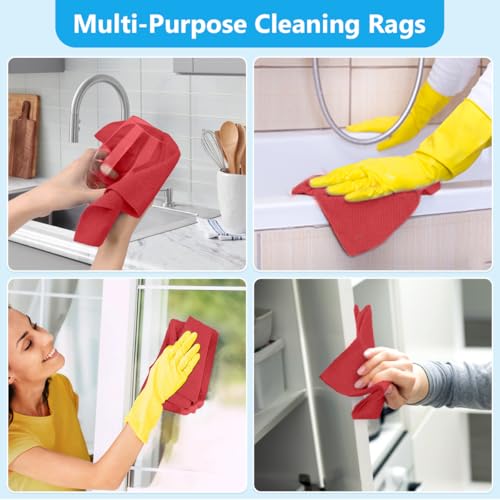 GLIMGLINT Microfiber Cleaning Cloth 100 Pack, Reusable Paper Towels 11 x 9 - color: Red