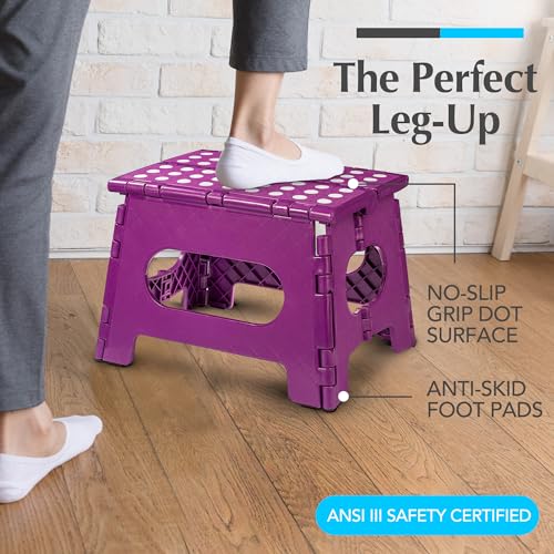 Handy Laundry Folding Step Stool 9 Inch 2-Pack, Purple, Holds 300 lbs - color: Purple, size: 9 Inch 2-Pack