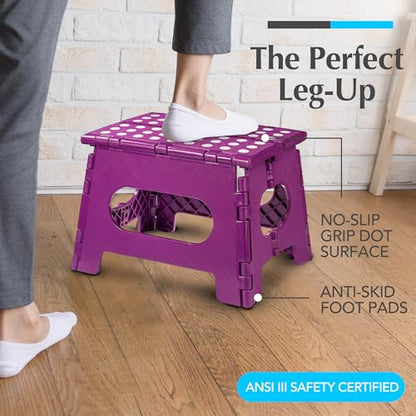Handy Laundry Folding Step Stool 9 Inch 2-Pack, Purple, Holds 300 lbs - color: Purple, size: 9 Inch 2-Pack