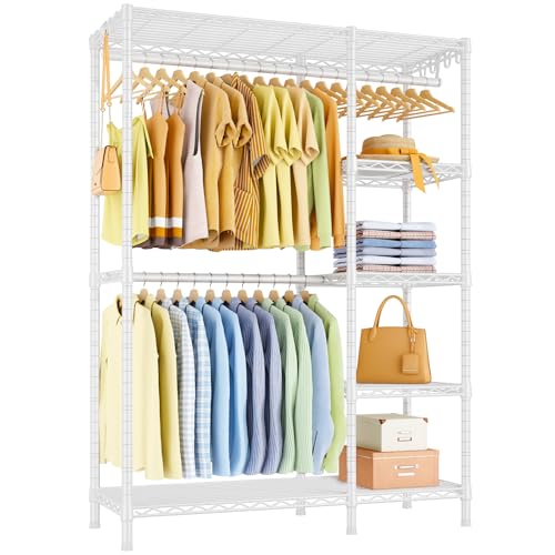 Ulif F2 Clothes Rack, 5 Tiers Heavy Duty Garment Rack for Bedroom - color: White