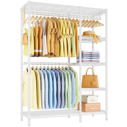 Ulif F2 Clothes Rack, 5 Tiers Heavy Duty Garment Rack for Bedroom - color: White