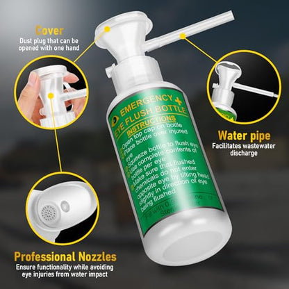 Magula Portable Eye Wash Station OSHA-Approved,BPA Free, Wall-Mounted First aid Eye Wash kit with 17oz Empty Bottles & Mirror,Emergency Eyewash, No Eye Wash Solution 2Pcs - color: 2 Pcs