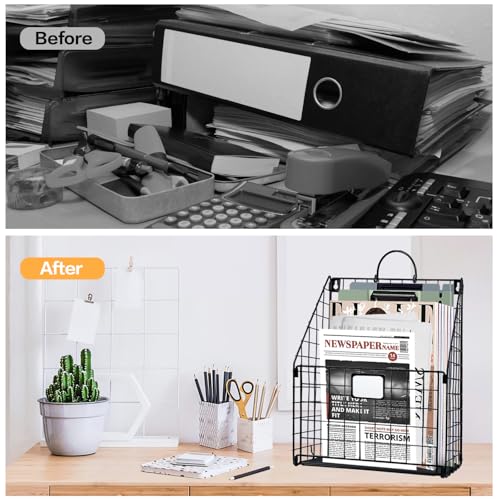 DILIBRA 4 Packs Hanging Wall File Organizer, Foldable Magazine File Holder