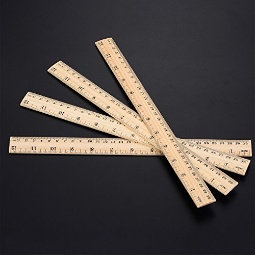 eBoot 12 Pack Wood Rulers Dual Scale Student School Ruler 12 Inch/30 cm