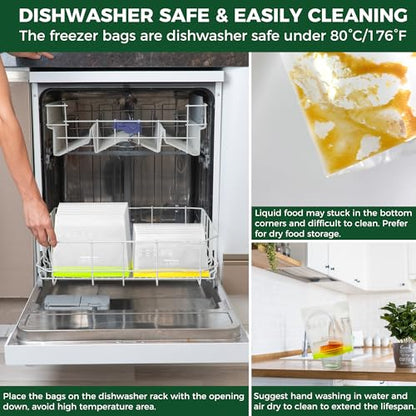 SPLF 12 Pack Reusable Sandwich Bags Dishwasher Microwave Safe - size: Sandwich