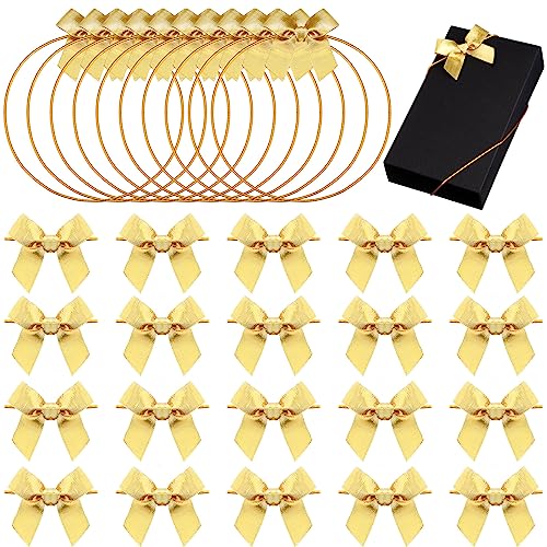 60 Pcs Elastic Bows for Gift Boxes Wrapping 15.74 Inches - color: Gold