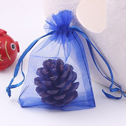 Wudygirl 100 PCS Organza Bags 4"x6" Gift Bags with Drawstring Blue - color: Blue, size: 4x6 IN