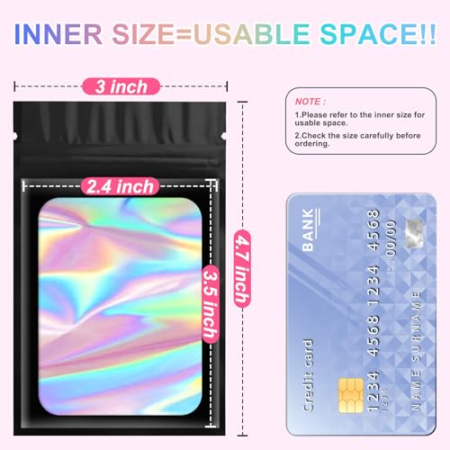 ANZNKU 100PCS Holographic Mylar Bags, Resealable Smell Proof 3x4.7 - color: 5 Colors, size: 3 x 4.7 Inch