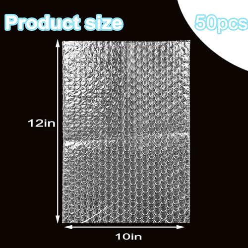 50PCS 10x12"Bubble Out Bags,Double-Wall Cushioned,Shockproof,Tear-Resistant - size: 50pcs-10x12IN