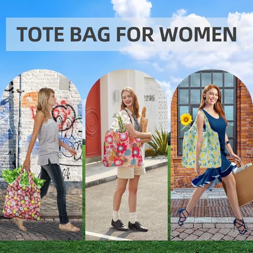Foldable Reusable Shopping Bags,6 Pack Heavy Duty Tote for Grocery - color: 6pcs-stylee
