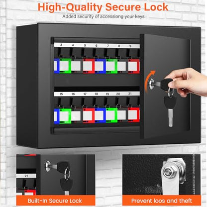Nebakne 40 Keys Key Cabinet - color: Black, size: 11.61 inches x 7.87 inches x 3.94 inches
