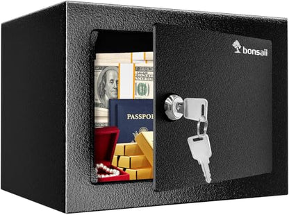Bonsaii Security Safe Box with Key Lock, 0.23 Cu.Ft for Cash Jewelry Home - size: 0.23 cu.ft.