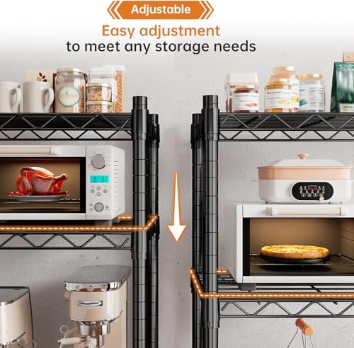 REIBII 72''H Metal Shelving 5-Tier Storage Shelves,1100lbs, Kitchen Pantry (Pack of 2) - color: Black, size: 72"H x 36"W x 14"D 5 Tier (Pack of 2)