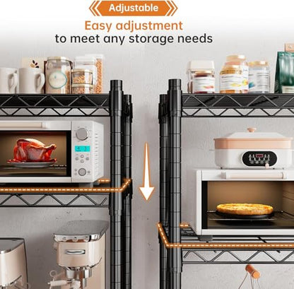 REIBII 72''H Metal Shelving 5-Tier Storage Shelves,1100lbs, Kitchen Pantry (Pack of 2) - color: Black, size: 72"H x 36"W x 14"D 5 Tier (Pack of 2)