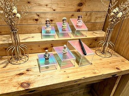 12 PCs Acrylic Display Risers Small 3 Size Stand（Iridescent2） - color: Iridescent 12 PCs