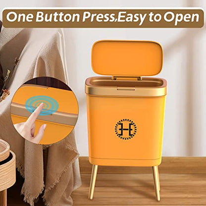 Procade Orange Bathroom Trash Can with lid,4 Gallon Retro Gold Garbage Can - color: Orange