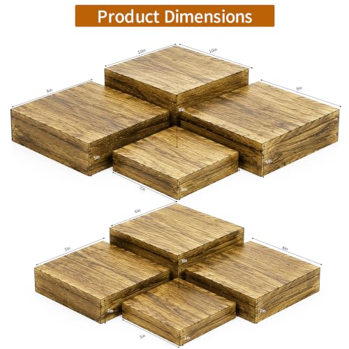 8 Pack Paulownia Wood Buffet Risers, Multi-Size Food Display Stands - color: Brown