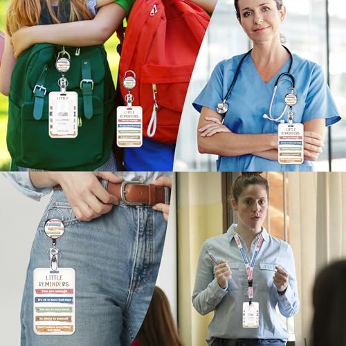 Positive Reminder Lanyard with ID Badge Holder and Retractable Badge Reel - color: Positive Quotes