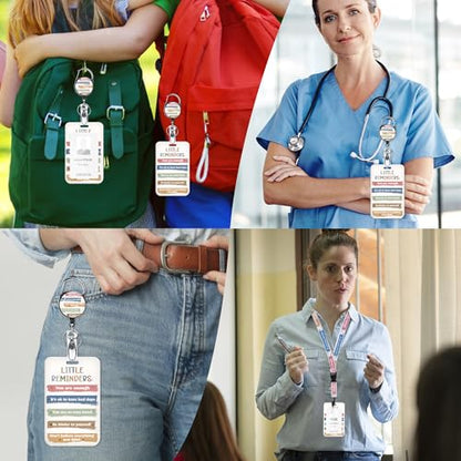 Positive Reminder Lanyard with ID Badge Holder and Retractable Badge Reel - color: Positive Quotes
