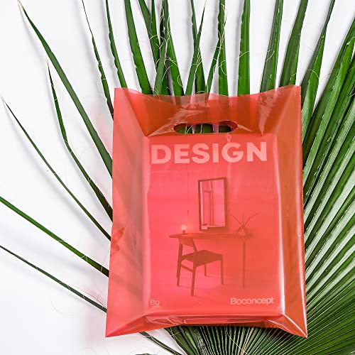 Choice Marts 100 Red Plastic Bags With Handles 9x12 Merchandise Bags - color: Red