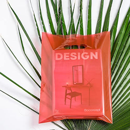 Choice Marts 100 Red Plastic Bags With Handles 9x12 Merchandise Bags - color: Red